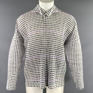 ISSEY MIYAKE Size M White Brown & Purple Pleated Polyester Hooded Pullover